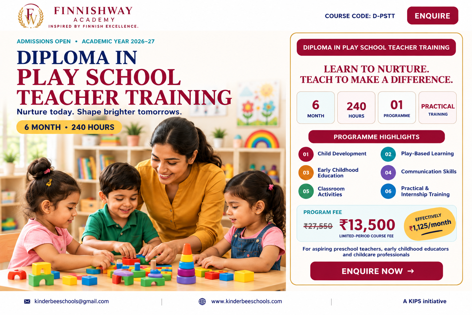 Kinderbee Early Childhood Education - Diploma in Play school Teacher Training